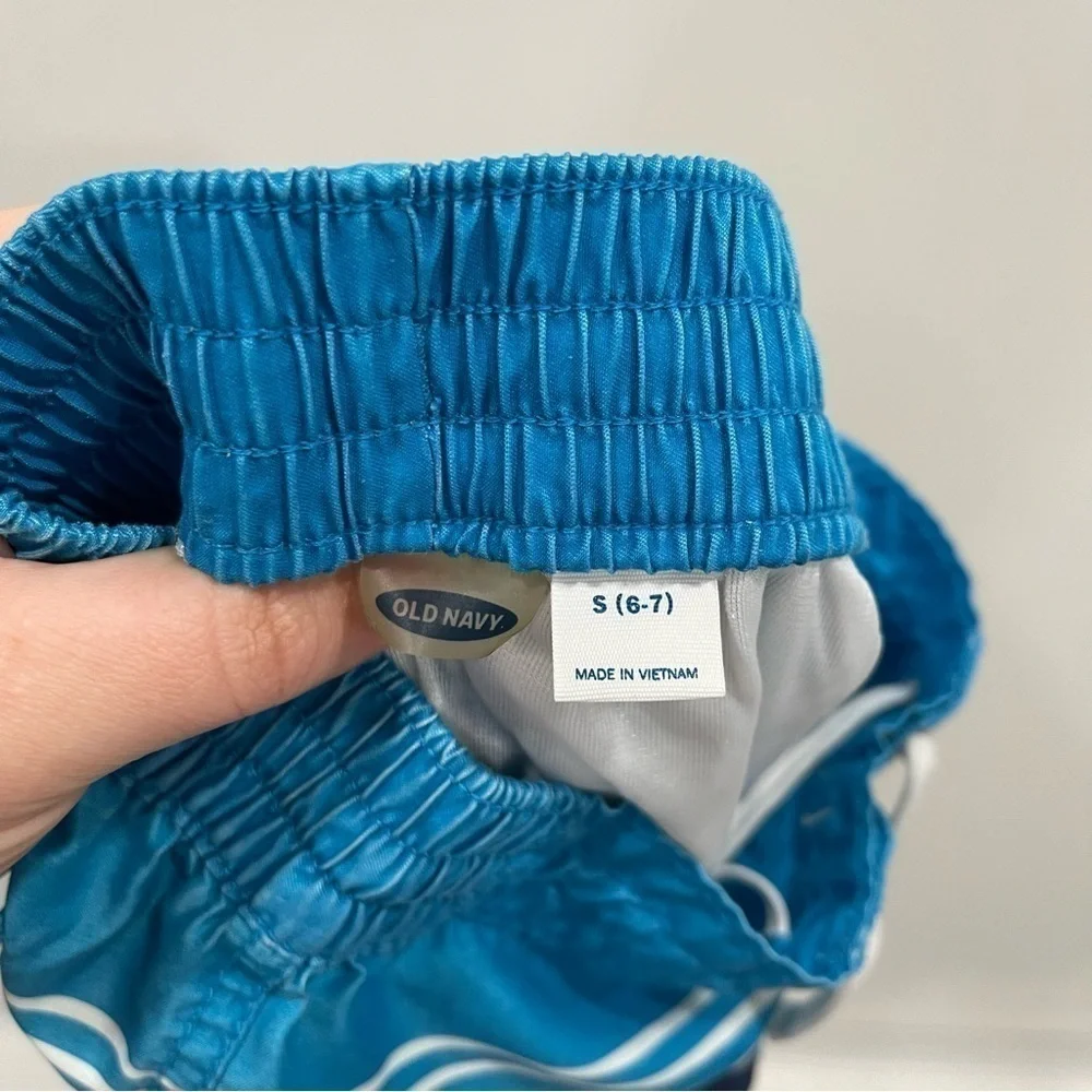 Old Navy Boys Stripe Swim Shorts Drawstring Blue Small 6-7